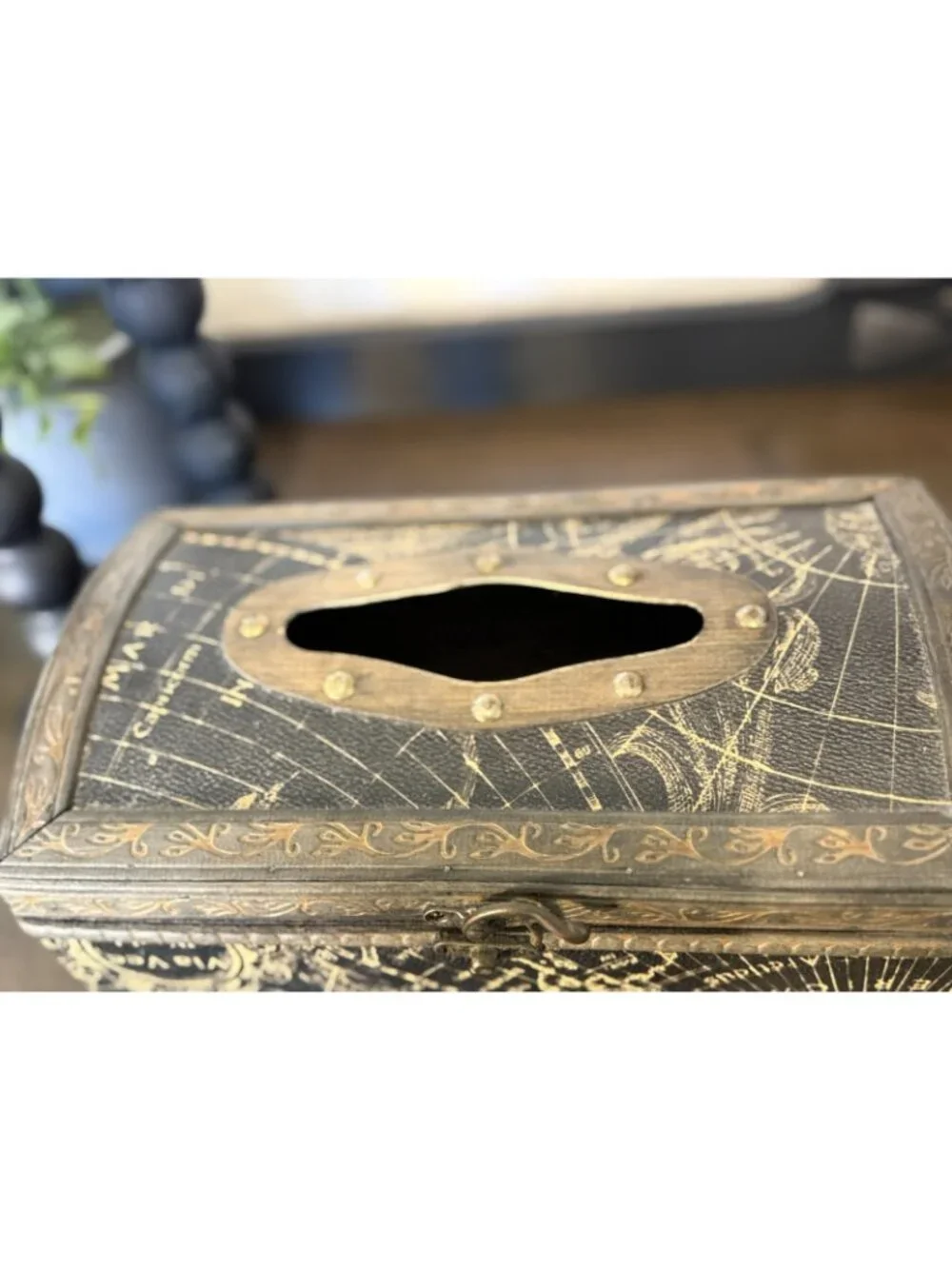 Vintage Metal Nautical Themed Tissue Box- Storage Box
